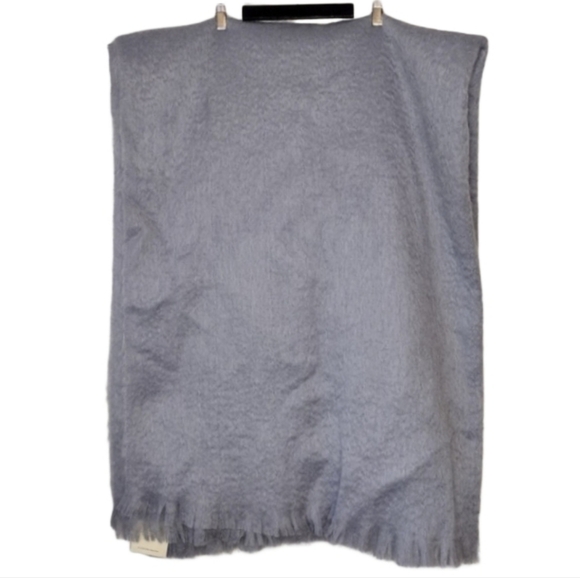 NWT Evangeline Linens Grey Mohair Pure New Wool Gray Throw Blanket - Picture 4 of 13